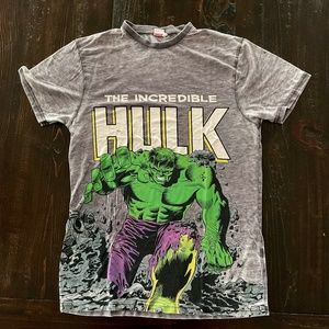 Grey Distressed HULK Short Sleeve Shirt - MARVEL COMICS LIMITED EDITION